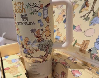 Classic Winnie Pooh Stanley Tumbler 40oz, Custom Name Engraved Travel Cup