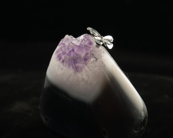Handmade Sterling Silver Butterfly on Brazilian Amethyst Agate Freeform Home Decor
