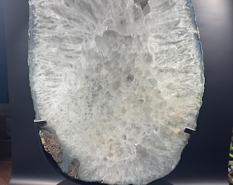 Large Agate Geode Slice on Metal Stand