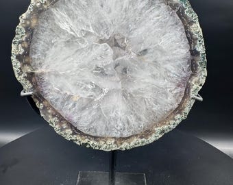 Agate Geode Slice on Metal Stand
