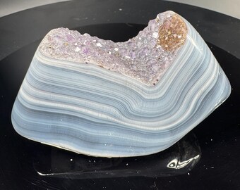 Amethyst and Agate Crystal Geode Slice for Home Decor