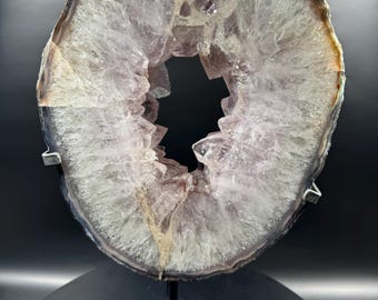 Brazilian Amethyst Crystal Portal Slice with Stand | Natural Geode Home Decor