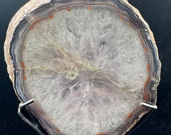 Agate Geode Slice on Metal Stand