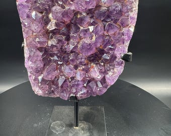 Dark Brazilian Amethyst Freeform Crystal Display | Deep Purple Quartz Home Decor