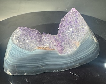 Amethyst and Agate Crystal Geode Slice for Home Decor