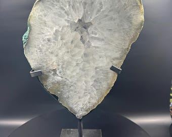 Agate Geode Slice on Metal Stand