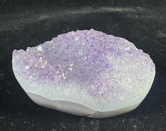 Amethyst and Agate Crystal Geode Slice for Home Decor