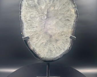 Agate Geode Slice on Metal Stand