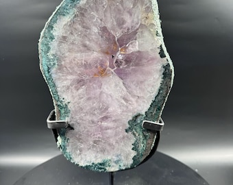 Brazilian Amethyst Crystal Slice with Stand | Natural Geode Home Decor
