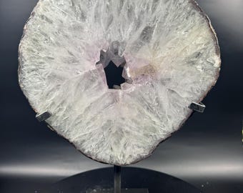 Brazilian Amethyst Crystal Portal Slice with Stand | Natural Geode Home Decor