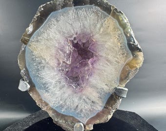 Agate Geode Slice on Metal Stand