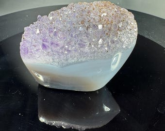 Amethyst and Agate Crystal Geode Slice for Home Decor