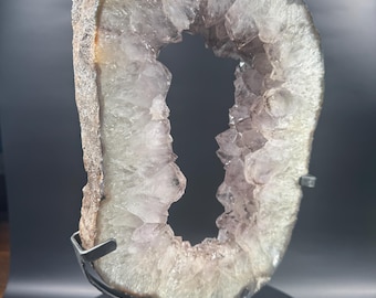 Brazilian Amethyst Crystal Portal Slice with Stand | Natural Geode Home Decor