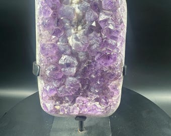 Dark Brazilian Amethyst Freeform Crystal Display | Deep Purple Druzy Quartz Home Decor