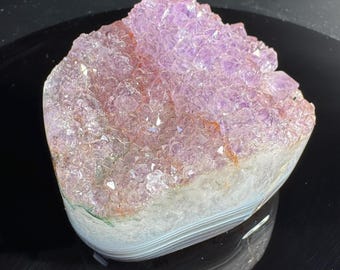 Amethyst and Agate Crystal Geode Slice for Home Decor