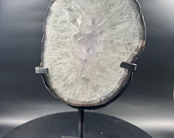 Agate Geode Slice on Metal Stand