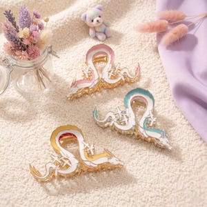 Pinza para el cabello con diseño de dragón de metal – Accesorio artístico con diseño animal