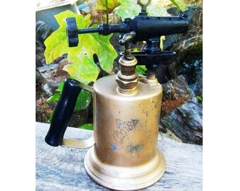 A Rare Small Vintage Brass 14 Pint Petrol Blow Torch Blowlamp Stamped Bladon Made in England