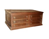 Antique 1880s Primitive Spool Cabinet Cubbyhole General Store Counter Top Desk Rustic Vintage Solid Oak File 6 Drawer Map Chest Storage