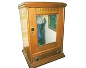 Rare 1870 39 s Victorian Antique Oak Belding Bros Spool Dry Goods Country Mercantile General Store Sewing Cabinet Cupboard Shelves Mirror