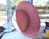 Vintage Rose Pink Rustic Metal Wash Tub Garden Planter Bucket French Farmhouse English Florist Porch Container Southern Victorian Cottage