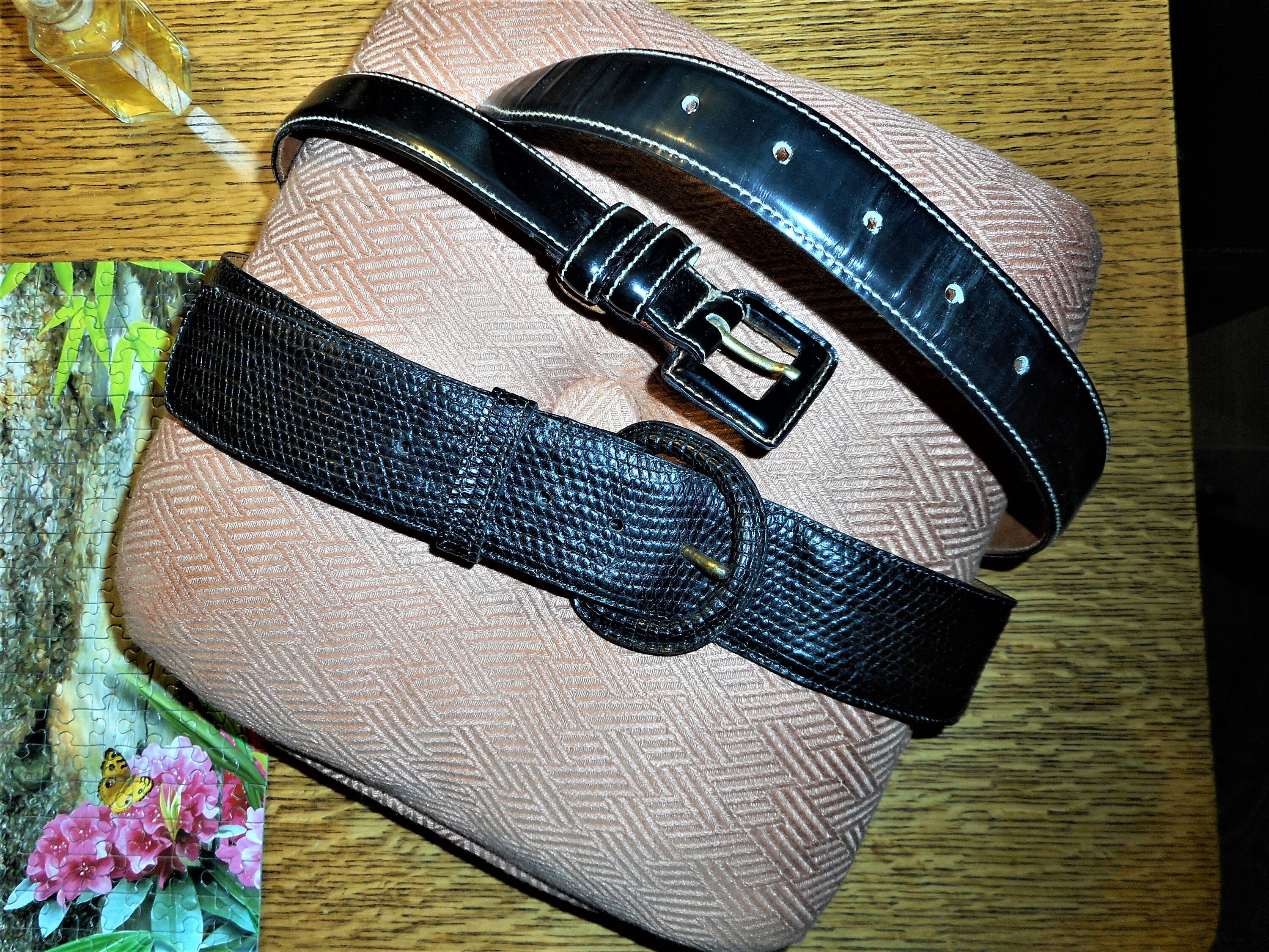 VTG Torino USA Calcutta Lizard Leather Belt Black Torino Calcutta Lizard Ladies Belt and Nordstroms  main image 2
