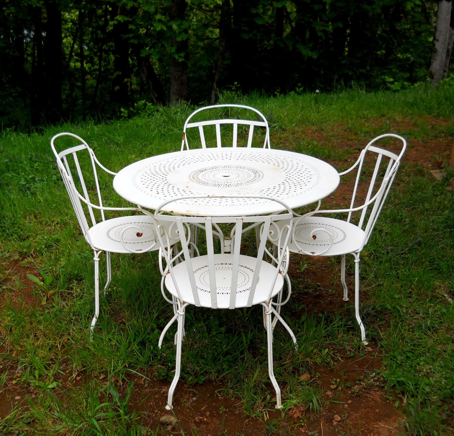 French Country Cafe Bistro Set Vintage Pre1960s Iron Metal Etsy