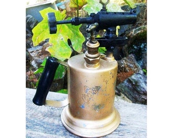 Industrial 1921 Brass Steel CLAYTON & LAMBERT Blow Torch Vintage Detroit Michigan Antique Primitive Rustic Machine Age Home Decor Man Cave