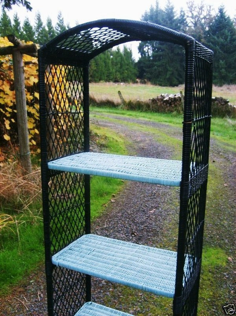 Vintage Bohemian Wicker Bookshelf Tall Wicker Shelves Boho Etsy