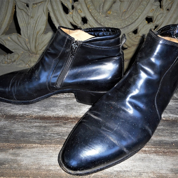 Mid Century Beatles Era Boots Black Leather Italy Made Mario Bruni Mens Beatle Boots Sz 11 Vintage Retro Clothing Movie Film Theater Prop