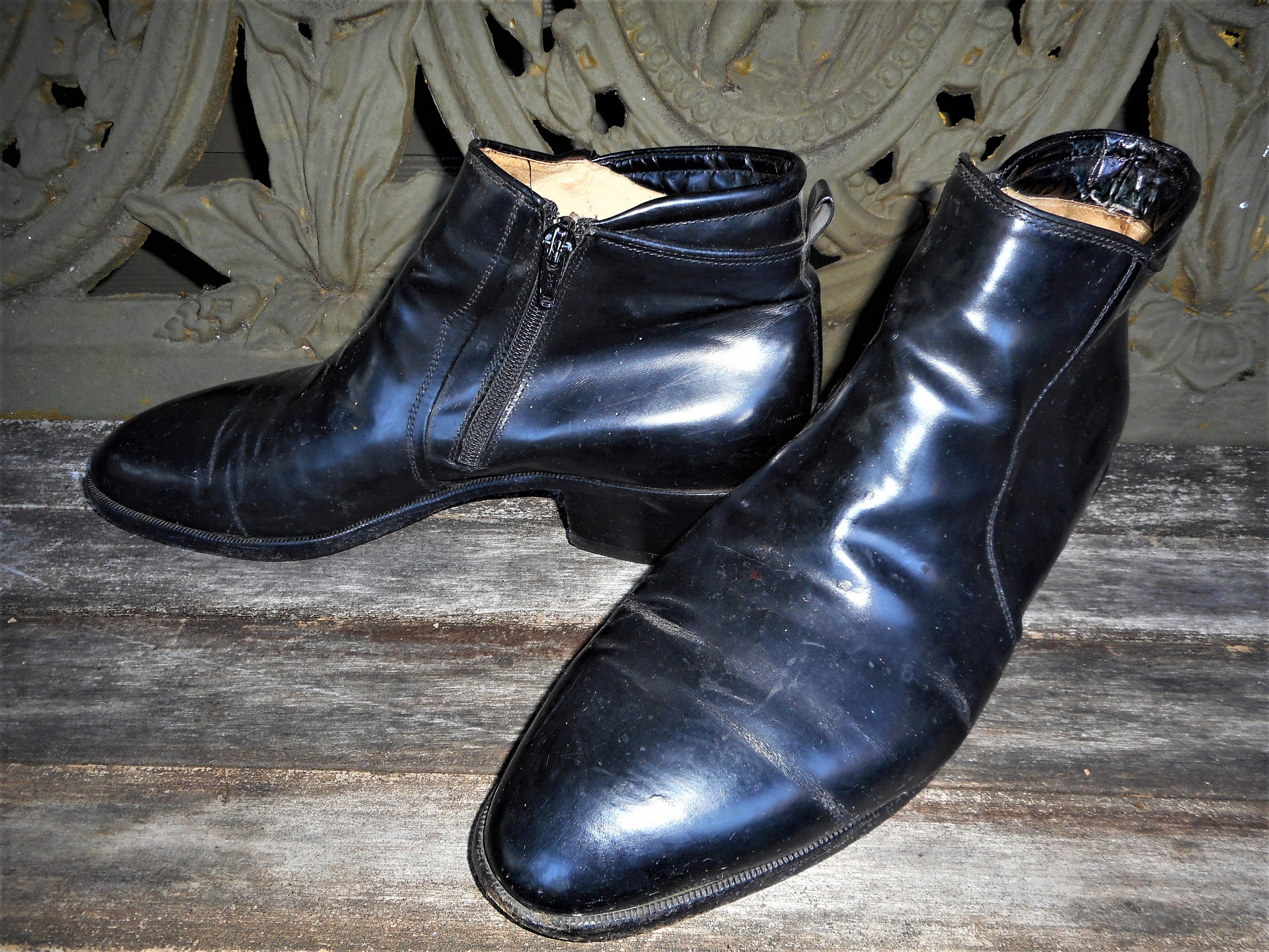 Mid Century Beatles Era Boots Black Leather Italy Made Mario - Etsy