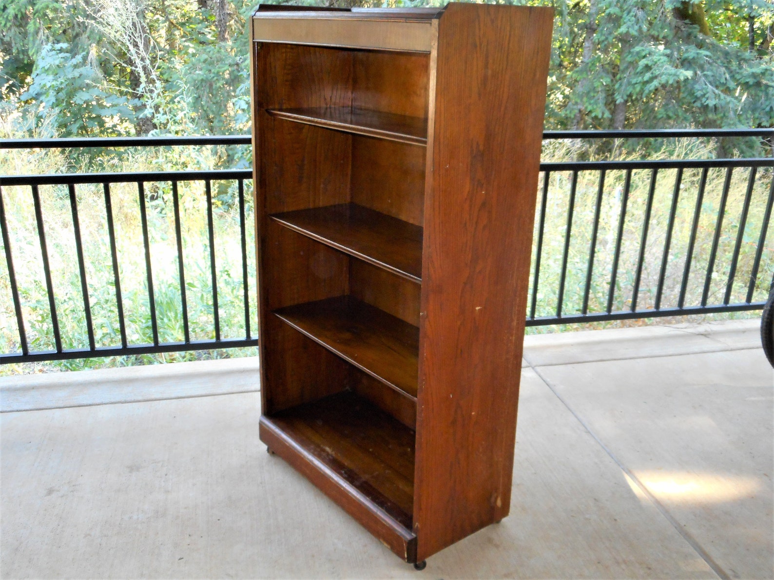 Antique 1900s Rustic Oak Bookcase Weathered Country Farmhouse Primitive ...