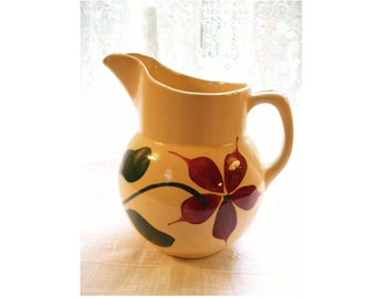 Watt Starflower USA Pottery Vase Farmhouse Kitchen Stoneware Pottery Cream Syrup Milk Pitcher