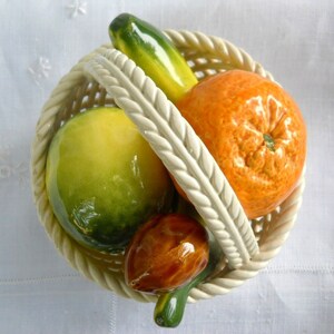 Vintage Capodimonte Ceramic Fruit Basket, Spanish Cottage Decor image 6