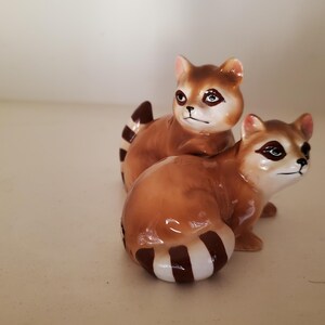 Norcrest Racoon Huggers Kitsch MCM Porcelain Salt Pepper Shakers image 6
