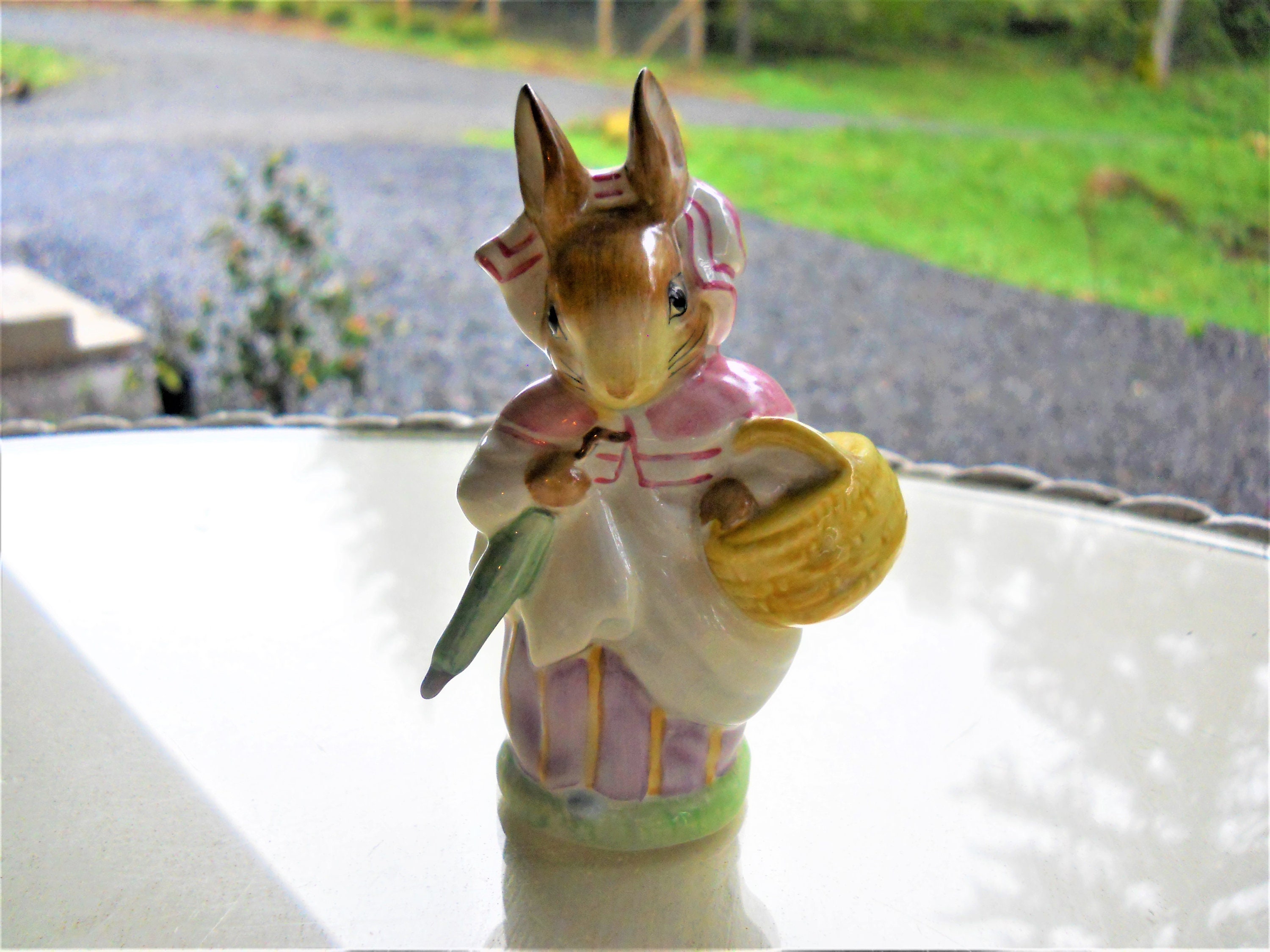 Vintage 1940s Beswick England Early Beatrix Potter Mrs Rabbit Porcelain Bunny Rabbit Figurine Baby Shower Gift Nursery Childrens Bedroom