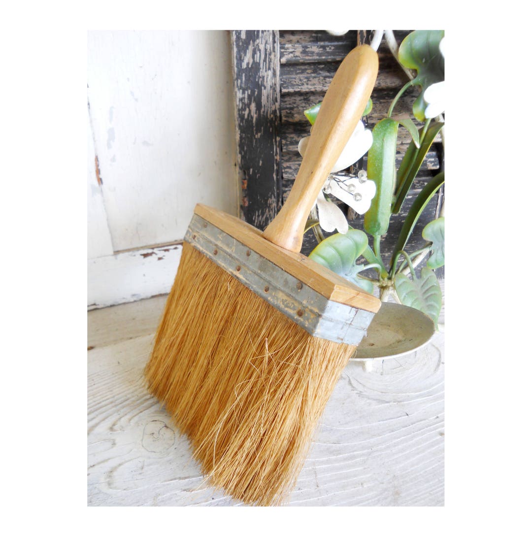 Vintage Primitive Broom Wooden Wallpaper Bristle Whisk Brush Galvanized