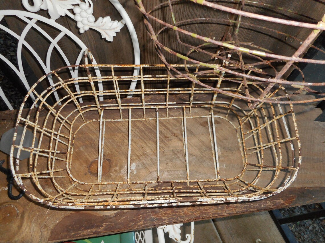 Vintage Garden Rustic Wire Planter Basket Set of 4 Primitive Etsy