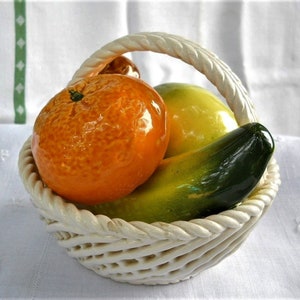 Vintage Capodimonte Ceramic Fruit Basket, Spanish Cottage Decor image 2