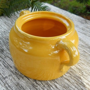 Los Angeles Bright Crayon French Country Yellow Bauer Plain Ware Country Bean Pot Bowl Vintage 1930s Antique Primitive Stoneware Pottery image 2