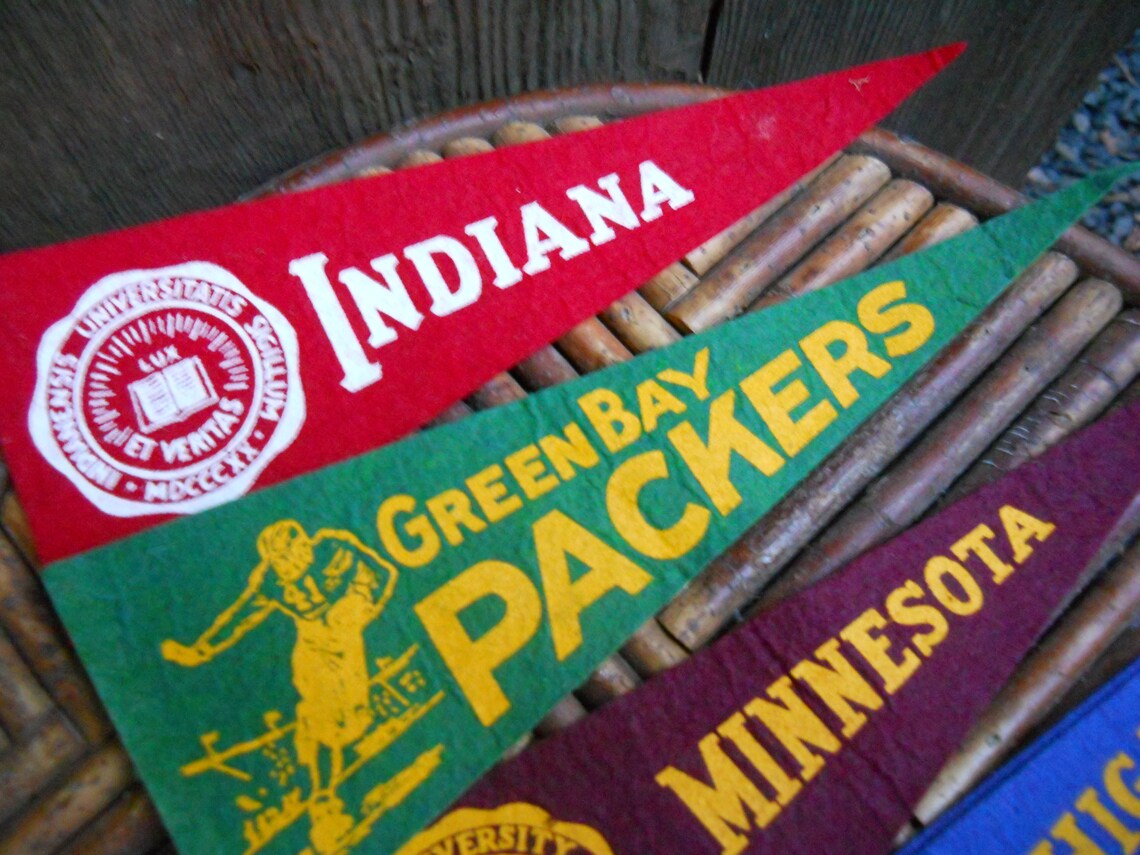 Five Miniature College Sports Souvenir Small Felt Pennant Cool Etsy