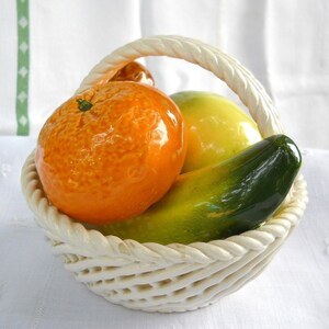 Vintage Capodimonte Ceramic Fruit Basket, Spanish Cottage Decor image 4