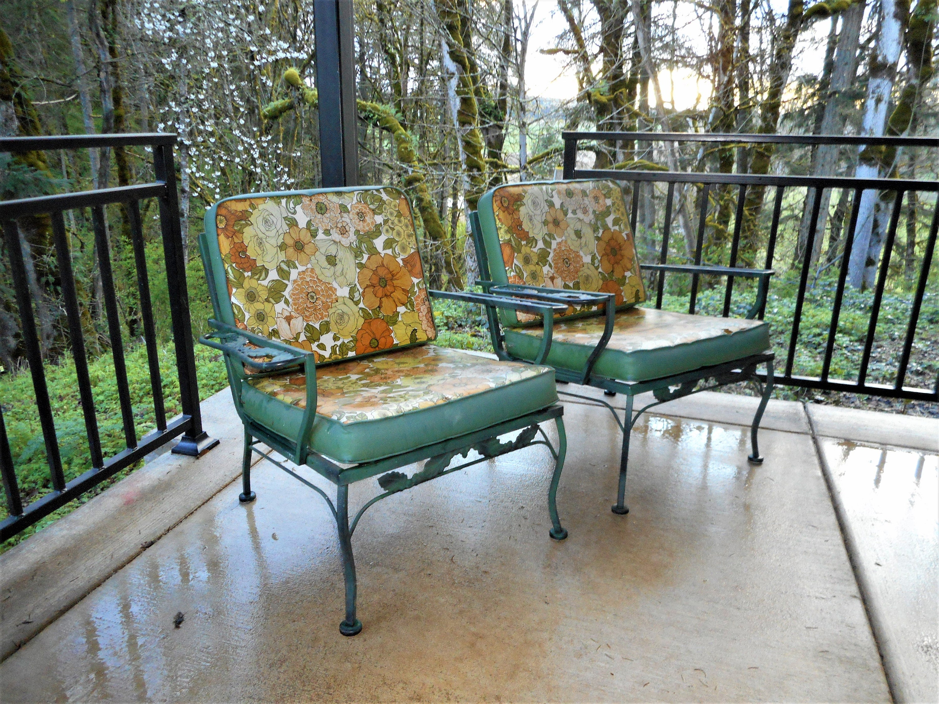 Antique wrought iron sale patio furniture cushions