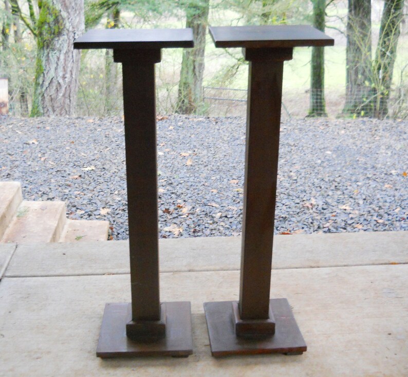 Rustic Fir Wood Column Pillar Riser Fern Plant Stand Pair Etsy