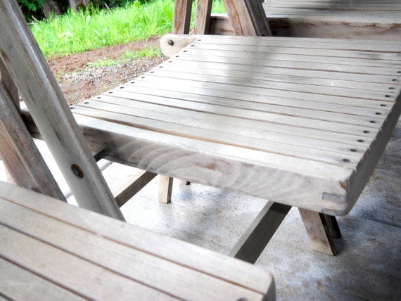 Vintage Teak Folding Wood Slatted Chairs 1940s Mid Century Danish 