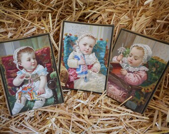 Three Rouse & Parsons Fine Shoes Advertising Trade Cards, Mercantile Store Goods Antique Victorian Rare Chromolithograph Child Ad Portrait
