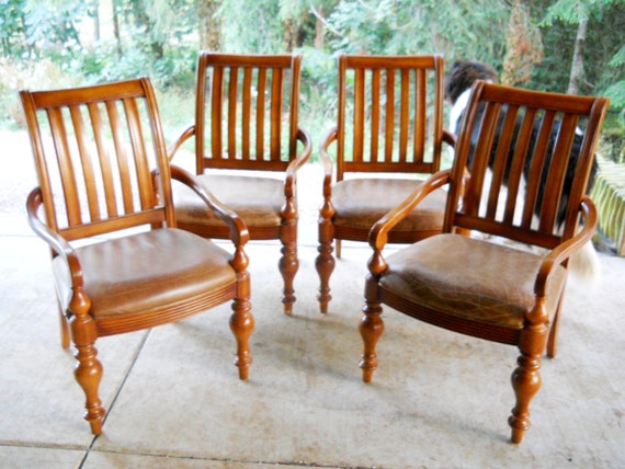 Four Spanish Revival Bernhardt Rustic Cherry Carved Wood Etsy