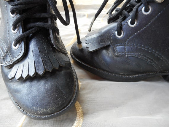 Vintage Black Leather Vamps Baby Shoes French Cou… - image 4