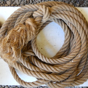 Vintage 44 Feet Pond Swinging Game Sisal Fiber Tree Rope Industrial Rustic Primitive Cord Country Farmhouse