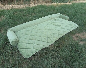 Velvet Sage Green Large Dog Bed Salvage Dog Gear Mud Room Horchow or Frontgate